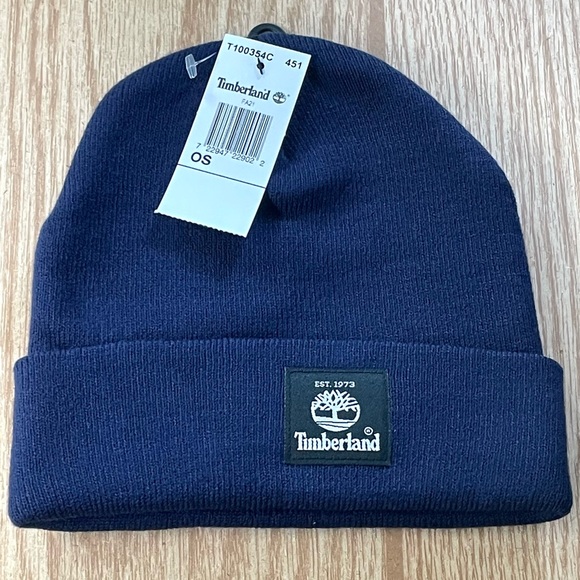 Timberland Men’s Cuffed Beanie Winter Hat Lightweight T100354C 451 Navy NWT - Picture 3 of 14
